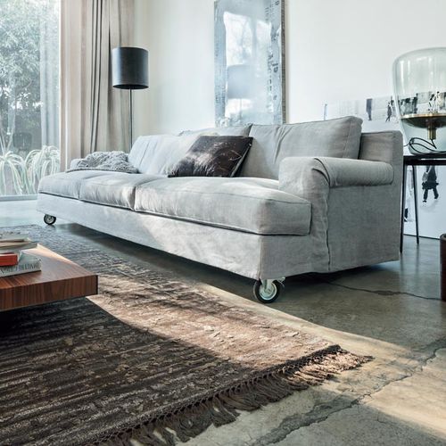 Sofá rétro - KAIWA - LEMA Home - em tecido / com encosto / bege