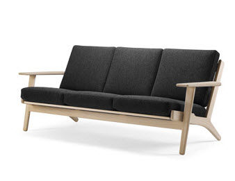 Sofá contemporâneo - GE 290 - Getama Danmark - em couro / preto / de Hans J. Wegner