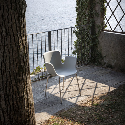 Cadeira contemporânea - JULI RE-PLASTIC - Cappellini - para ambiente externo / em polipropileno / com base em aço inoxidável