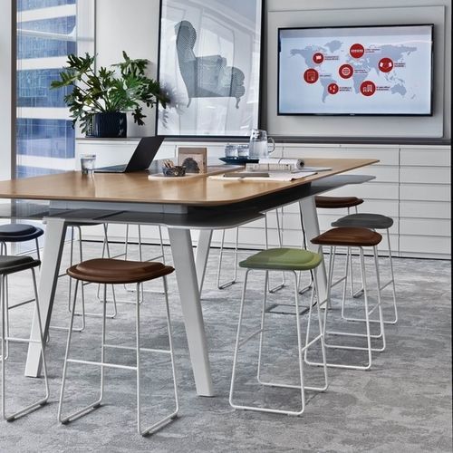 Banqueta alta contemporânea - HI PAD - Cappellini - em couro / em tecido / com base em aço inoxidável