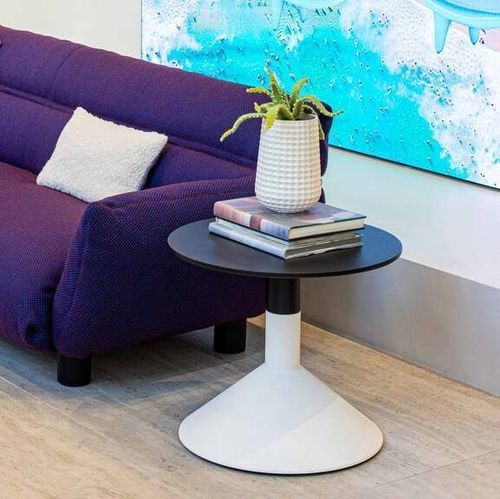 Mesa lateral de design original - LUD'O TECH - Cappellini - com folheado de madeira / em laminado de alta pressão / com base metálica