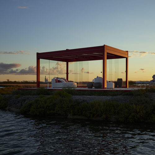 Pergolado fechado autoportante - SUNLIGHT  - KE Outdoor Design - em vidro / em alumínio / com janelas de correr
