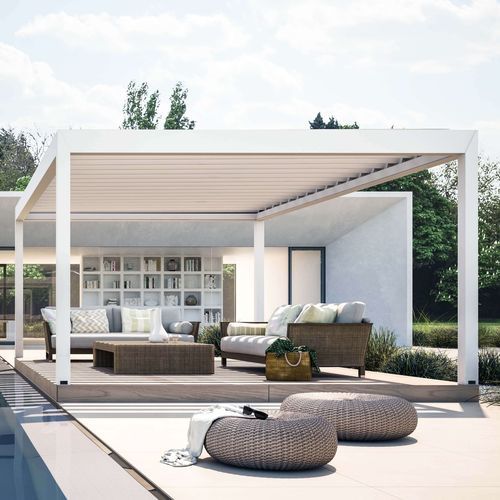 Pérgola em alumínio - KEDRY PLUS - KE Outdoor Design - com lâminas orientáveis / bioclimática / resistente ao vento