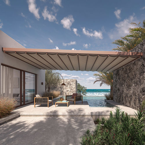 Pérgola suspensa - ONE - Pratic S.p.A - em alumínio / com cobertura em tela / com cobertura retrátil