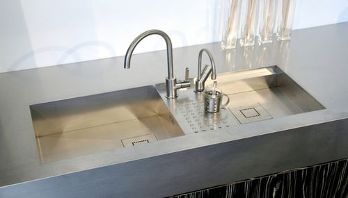 Pia com 2 cubas - BARONGA - ABK InnoVent - sem escorredor / em aço inoxidável / de sobrepor