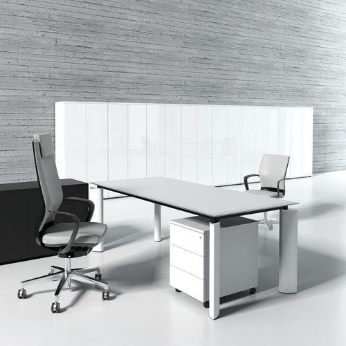 Mesa executiva - CRYSTAL - MDD - contemporânea / metálica / em vidro