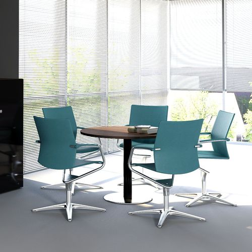 Mesa de conferências contemporânea - MITO - MDD - em aço revestido a pó / em laminado melamínico / redonda