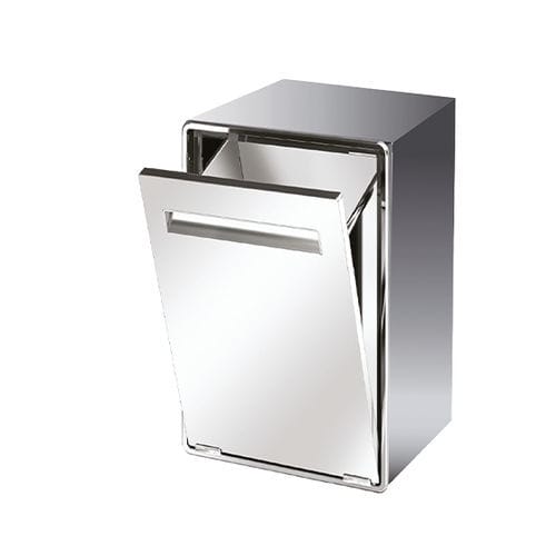 Lixeira para bar - AU5I - ronda - de embutir / em aço inoxidável / para ambiente interno
