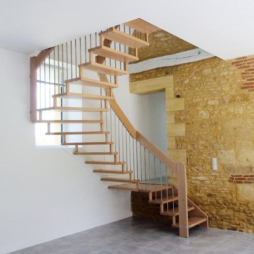 Escada em U - OPTIMA : 5297 - Créateur d'escaliers Treppenmeister - com degraus em madeira / com estrutura em madeira / da linha residencial