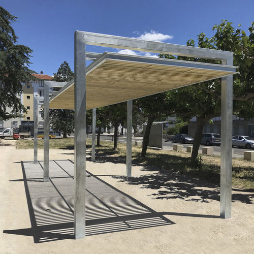 Pérgola para fixação ao piso - PERGOLA U SYSTEM - URBADIS Microarquitectura - em madeira / em aço galvanizado / sob medida
