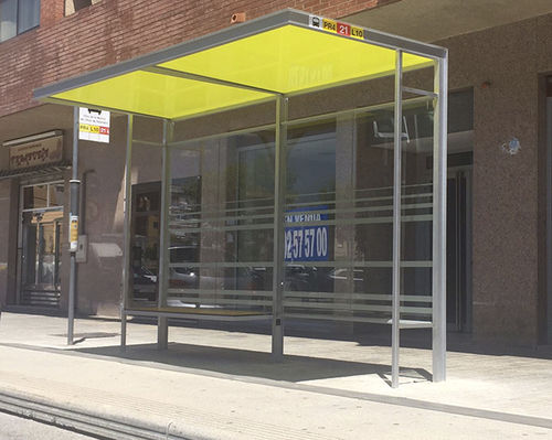 Abrigo de ônibus em vidro - HABANA 2 - URBADIS Microarquitectura - em aço galvanizado