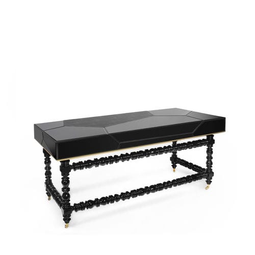 Mesa secretária de piso - MANU  - BOCA DO LOBO - novo Barroco / em couro / reta