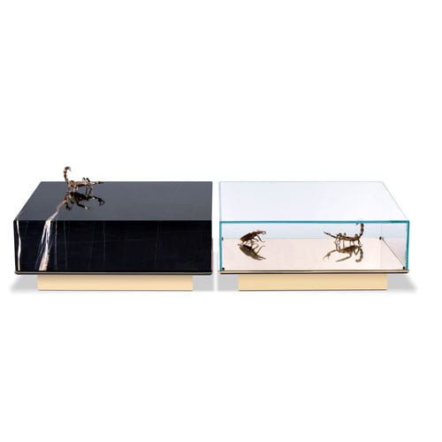 Mesa de centro contemporânea - METAMORPHOSIS  - BOCA DO LOBO - em vidro / em mármore / com base em latão