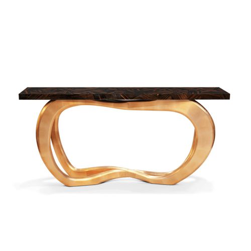 Aparador de design original - INFINITY - BOCA DO LOBO - com folheado de madeira / em madeira folheada a ouro / com base em madeira