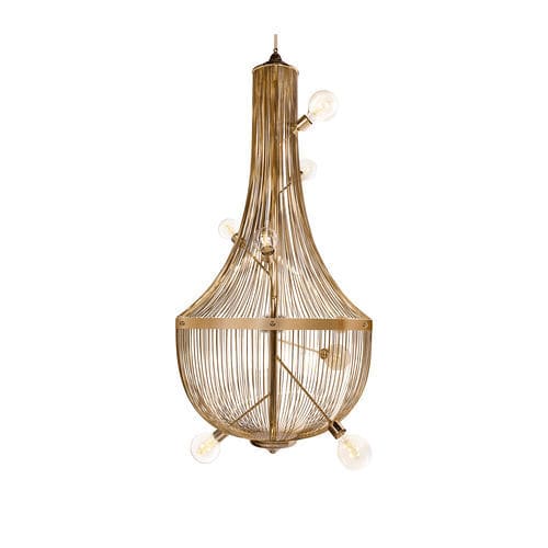 Lustre de design original - L'CHANDELIER - BOCA DO LOBO - em latão polido / em latão banhado a ouro / para 7 lâmpadas