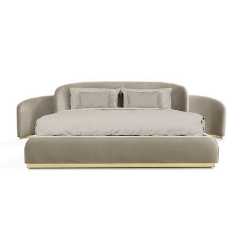 Cama de casal - ODETTE - BOCA DO LOBO - contemporânea / estofada / com cabeceira estofada