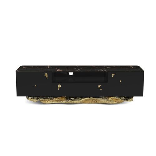 Rack de TV contemporâneo - ANGRA - BOCA DO LOBO - com gavetas / com compartimento de arrumação / com 2 portas