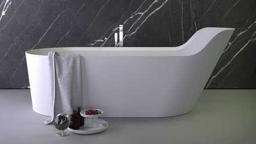 Banheira oval - PEARL HIGHBACK - KNIEF & CO. GmbH - freestanding / em Solid Surface / branca