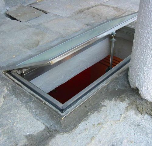 Alçapão de piso - pure inox - retangular / em aço inoxidável / com vidro