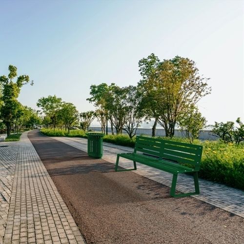 Banco para espaço público de design minimalista - PASEO-MALECON - NORCOR MOB.URBAIN - em aço revestido a pó / em aço termolacado / com encosto