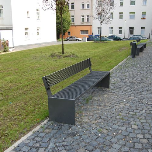 Banco para espaço público de design minimalista - STAAL - NORCOR MOB.URBAIN - em aço / com encosto