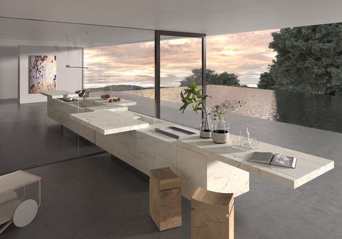Cozinha para ambiente externo - K-IN / K-OUT - Rossana - contemporânea / em pedra / em aço inoxidável