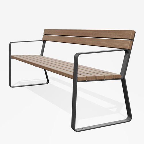 Banco de design minimalista - HENRY - miramondo - em madeira de freixo / em lariço / em aço galvanizado