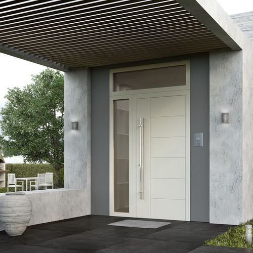 Porta de entrada - SMARTIA SD77 - ALUMIL - em alumínio / de abrir / contemporânea
