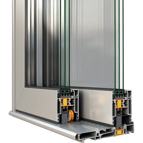 Sistema deslizante em alumínio - SUPREME S700 - ALUMIL - para porta de vidro / com corrediças ocultas / da linha residencial