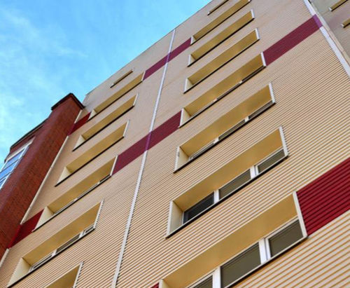 Revestimento de fachada em réguas - M7000 - ALUMIL - em cerâmica / liso / cinza
