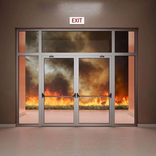 Porta corta-fogo - M84FR - ALUMIL - para ambiente externo / em alumínio / em vidro