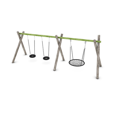 Balanço em madeira - GELIEGA  - HAGS Aneby AB - em aço / múltiplo / para playground