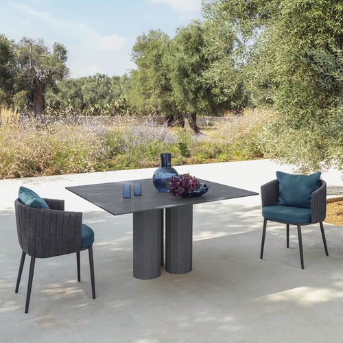 Mesa de jantar contemporânea - SALINAS - TALENTI - em pedra / com base em pedra / quadrada