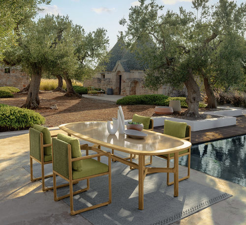 Mesa de jantar contemporânea - JUN - TALENTI - em madeira / em grés porcelanato / com base em madeira