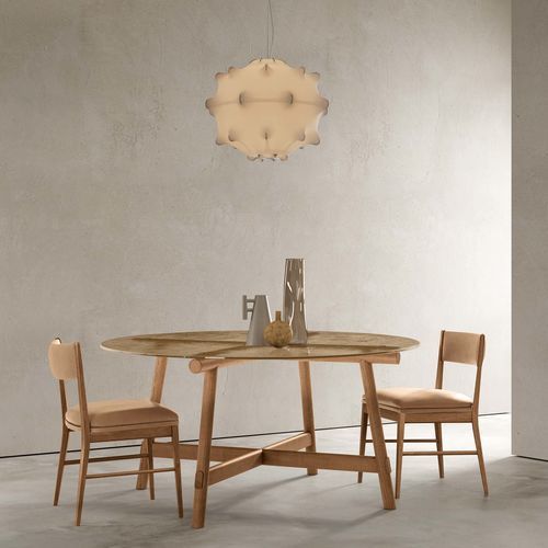 Mesa de jantar contemporânea - HYDRA - TALENTI - em termoplástico / com folheado de madeira / em vidro