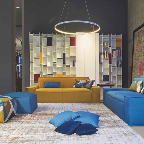 Sofá contemporâneo - LEO - Mazzoli Design - para sala / em tecido / em couro