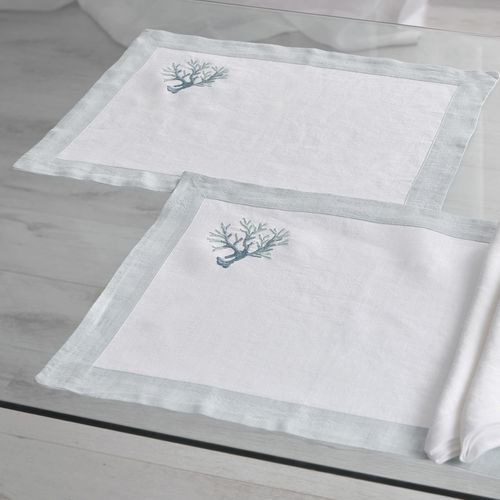 Individual de mesa em linho - CORALLOMANIA  - MASTRO RAPHAEL - contemporâneo / bordado / da linha comercial