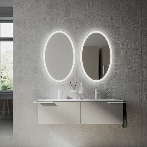 Espelho para banheiro de parede - PORTOLE+ OVAL - Inda - contemporâneo / oval / branco