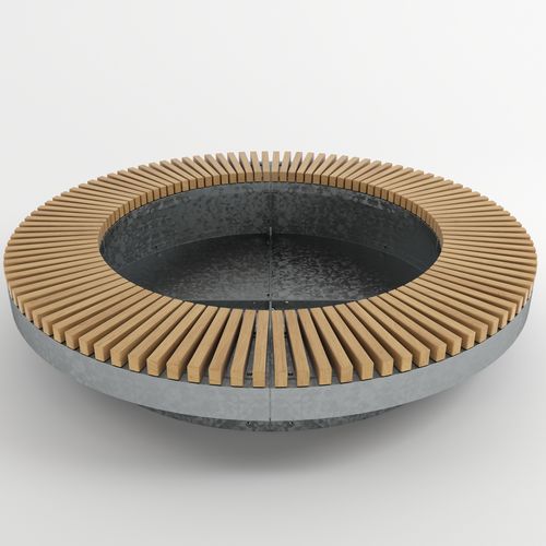 Banco para espaço público com floreira - TOP HAT - Factory Street Furniture - contemporâneo / em madeira / em aço galvanizado