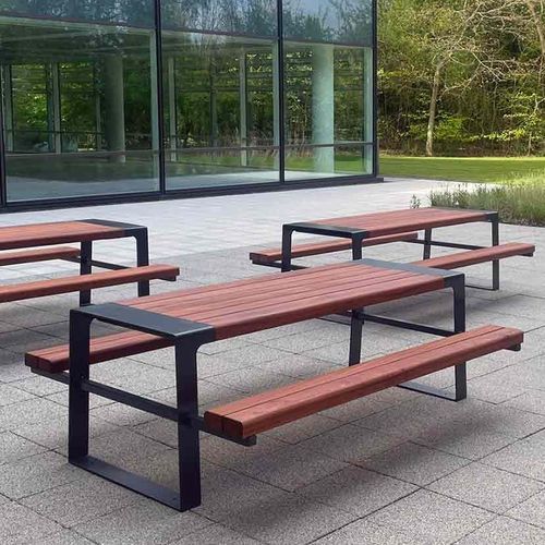 Mesa de piquenique contemporânea - MURTON - Factory Street Furniture - em madeira / com base em aço galvanizado / com base em aço inoxidável