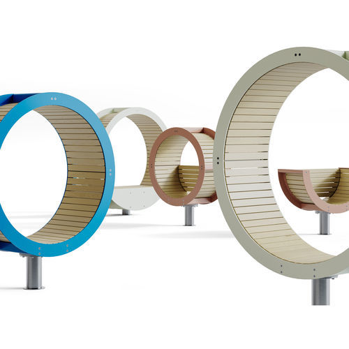 Banco para espaço público contemporâneo - Boom Seat pods  - Factory Street Furniture - em madeira / em aço galvanizado / em aço
