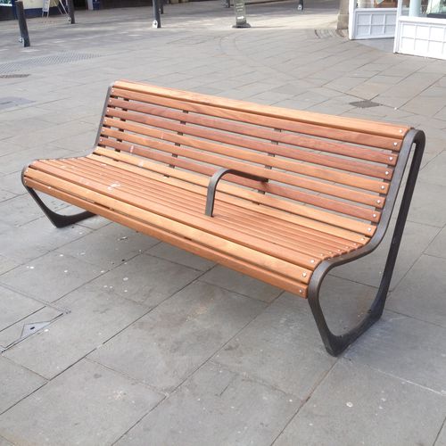 Banco para espaço público contemporâneo - CITY OF BATH - Factory Street Furniture - em madeira / em ferro fundido / com encosto