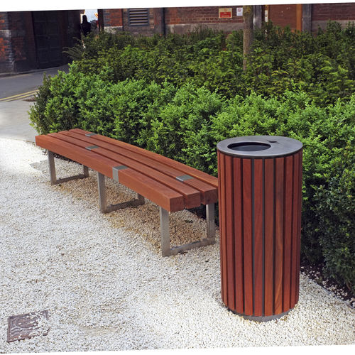 Lixeira pública - BOORT - Factory Street Furniture - em aço inoxidável / em madeira / com cinzeiro