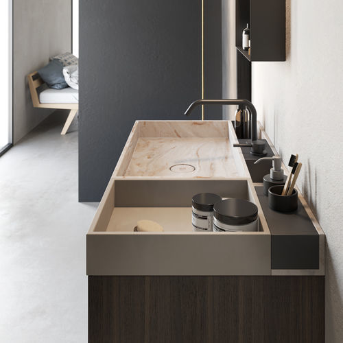 Cuba de apoio - Rexa Design - em Corian® / com tampo / com prateleiras