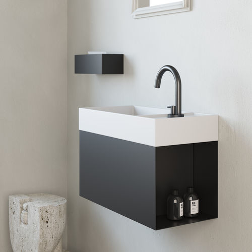 Lava-mãos suspenso - BOX - Rexa Design - retangular / metálico / em Solid Surface