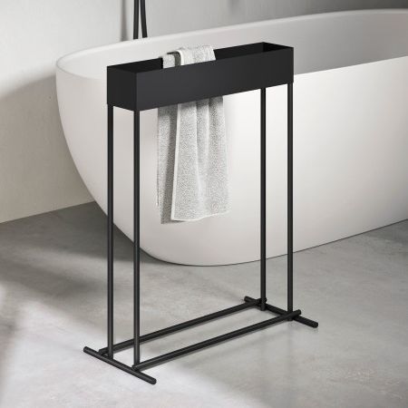 Toalheiro com 2 barras - Rexa Design - freestanding / em aço / preto