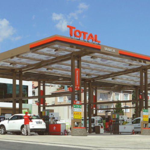 Painel para construção - TOTAL PETROL STATIONS  - Arconic Architectural Products SAS, Merxheim/Frank - de revestimento / para telhado / para marquise