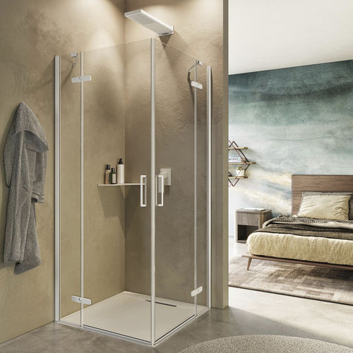 Cabine de banho em vidro - CARDINE AB + AB - Relax - com porta de abrir / de canto / vidro transparente