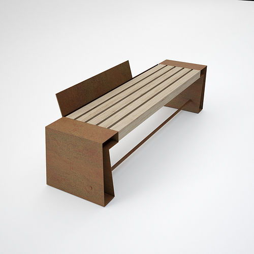 Banco para espaço público contemporâneo - SEVEN - CITYSì - em madeira / em aço Corten / com encosto