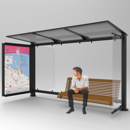 Abrigo de ônibus em vidro - GLASS  - CITYSì - em aço galvanizado / em aço inoxidável / com banco
